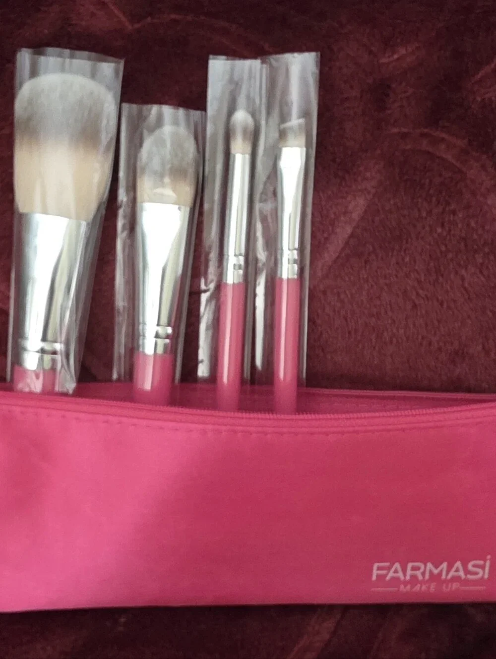 Farmasi Bright Pink 5 Piece Makeup Brush Brushes In Original Cellophane Wrappers
